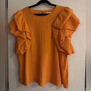 THML Tangerine Ruffle Sleeve Blouse